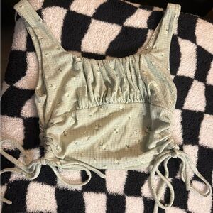 Mint Green Ruched Crop Top
